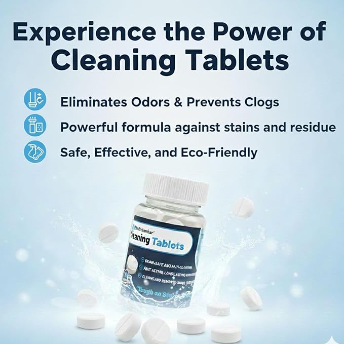 Drain, Toilet & Garbage Disposal Cleaning Tablets (10ct) – Powerful Deodorizing & Cleaning Tablets for Kitchen Sinks, Showers & Bathroom Drains – Non-Corrosive & Safe for Septic Systems
