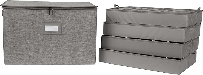 Covermates Keepsakes - Adjustable Zip-Top Storage Box - Configurable FlexGrid Compartments - Heavy Duty Polyester- Reinforced Handles - Stackable Design - Indoor Storage, Grey Heather