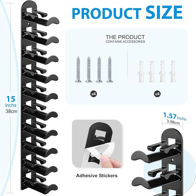 4 Pack Hat Organizer Hat Hook for Wall,Hold up to 40 Hats,Hat Holder with Strong Adhesive and Screws,Cap Holder Hat Hangers for Wall Closet Door and Bedroom(B-Black,4pcs)