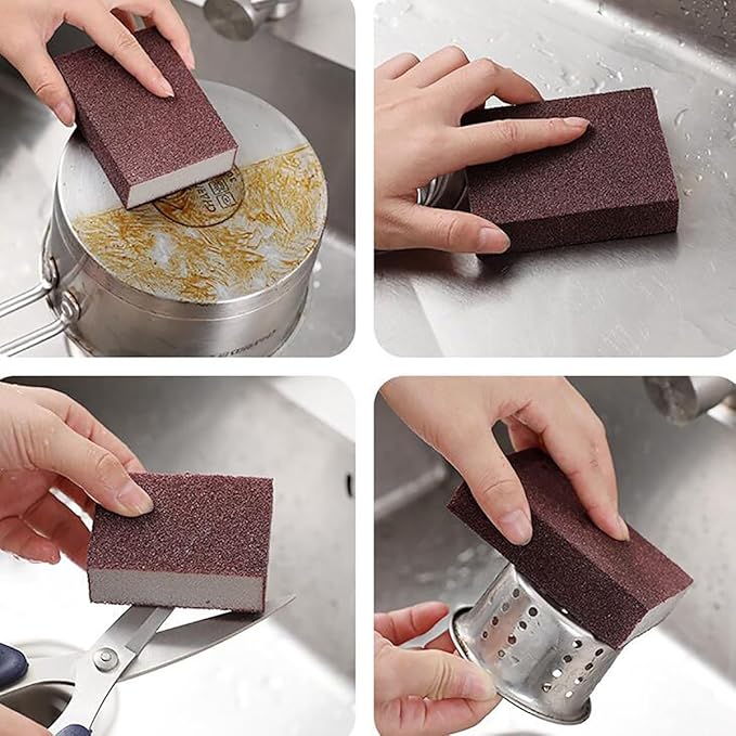 6 PCS Emery Sponge Brush Scrub Household Cleaning Tools Silicon Carbide Sponge Dish Bathroom Cleaning Pads
