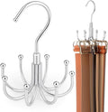 ZEDODIER Belt Organizer for Closet, Heavy-Duty Rotating Belt Hanger Rack Holds up to 24 Belts, Hanging Space Saving Metal Belt Holder for Closet Storage, Silver