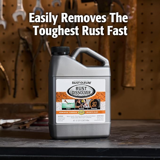 Rust-Oleum Rust Dissolver Soak & Bath | Heavy-Duty Corrosion Remover for Metal Tools, Cars, Bikes, Grills, Bolts, Firearms & More | Quart