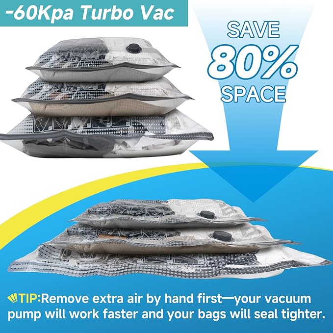 Travel Vacuum Storage Bags with USB Powered Electric Pump, 16 Pack Vacuum Seal Bags for Clothing Travel, Space Saver Bags for Luggage, Suitcase, Backpack & Home Organization, White