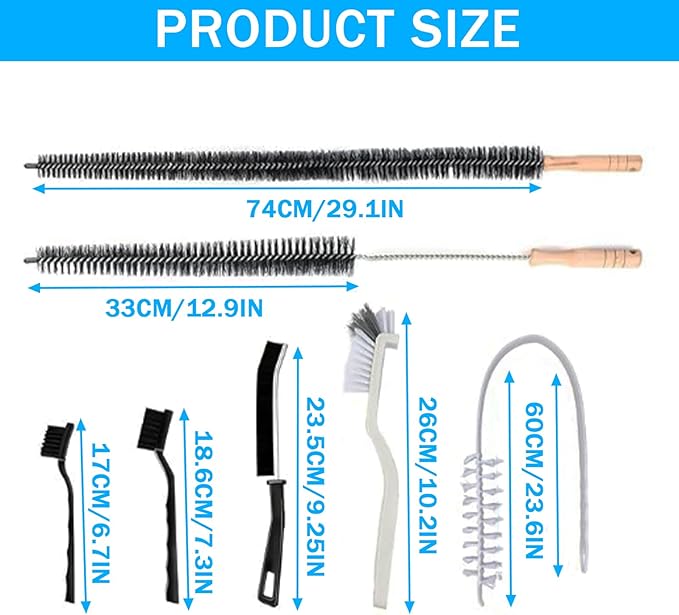 8 Pcs Washing Machine Cleaning Brush,Dryer Vent Cleaner Kit, Long Handle Crevice Brush Kit for Bathroom, Kitchen, Tile, Grout, Sink, Shower, and Vent Maintenance