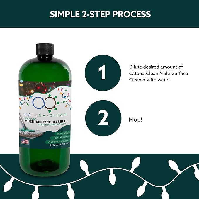 Natural Holiday Pine Scented Mop Cleaner (1 Pack) - Streak-Free Floor Cleaning Solution for Wood, Laminate & Metal Flooring - Removes Dirt, Spills, Grime & Sticky Residue 32 fl. oz total