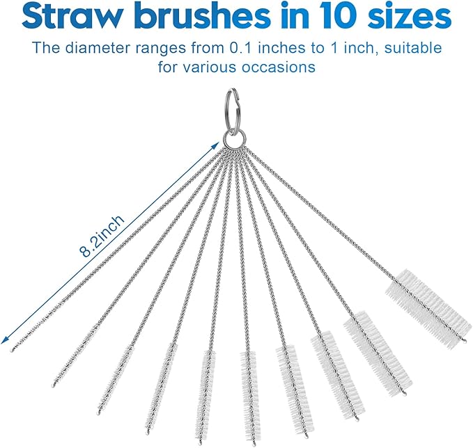 14Pcs Bottle Brush Cleaner Set, Long Handle Bottle Brushes, Sponge Brushes, 3-in-1 Water Bottle Cleaner Brushes and Straw Brushes for Water Bottles, Cups and Straws Cleaning