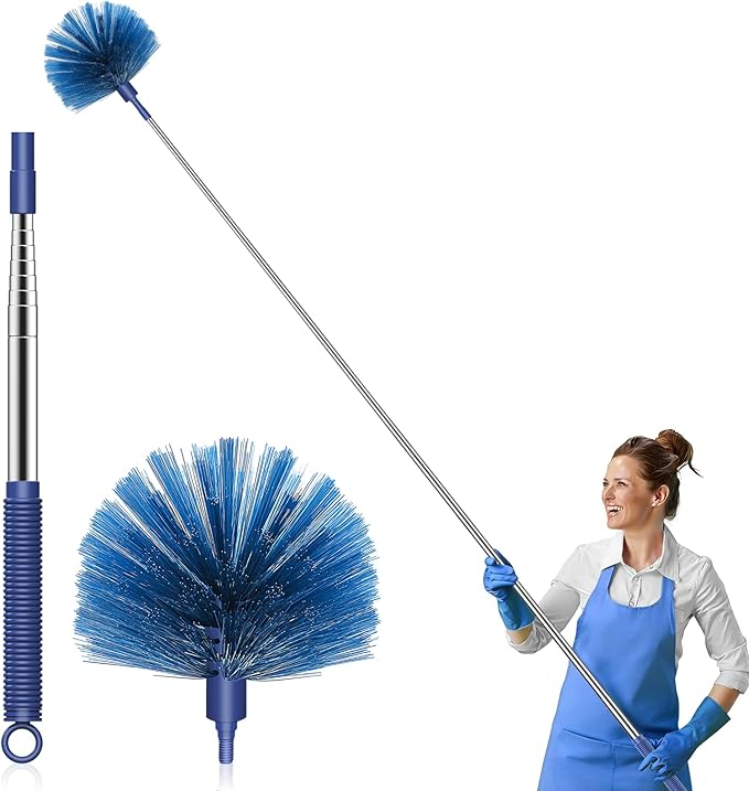 SetSail Cobweb Duster with Extension Pole, Retractable Dusters for Cobweb Cleaning 81-inch Long Handle Ceiling Fan Spider Web Brush for Outdoor Indoor High Ceilings