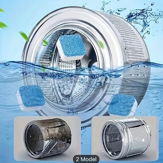 QYQOST Washing Machine Cleaner Descaler, Deep Cleaning Tablets, 25 Count, HE Front Loader and Top Load Compatible, Septic Safe Deodorizer