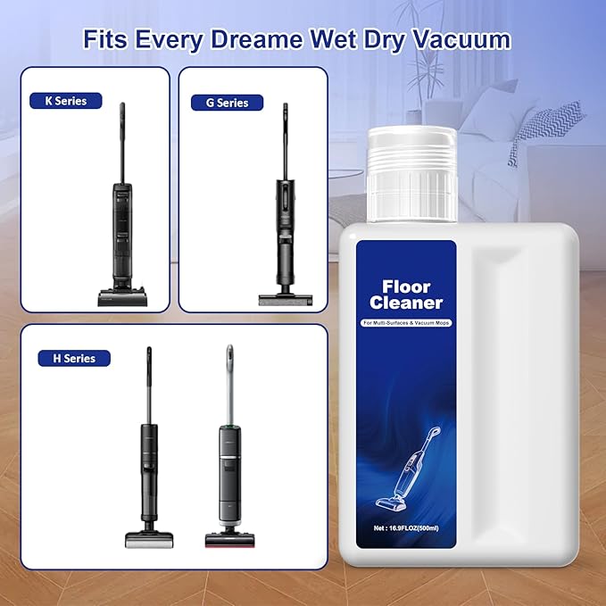Floor Cleaning Solution Compatible with Dreame Cleaning Solution, Pet-friendly & No Residue, Floor Cleaner for All Robot Vacuum Cleaners and Wireless Wet Dry Vacuum Cleaners (Original, Total 1 L)