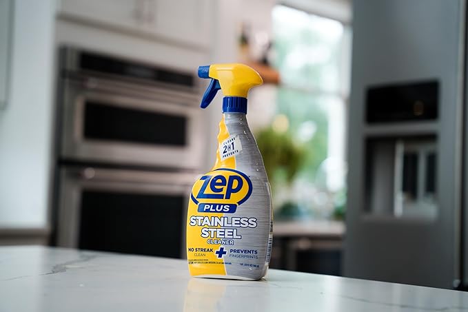 Zep Plus Stainless Steel Cleaner - 32 Fl OZ - R53512-2-in-1 benefits clean while preventing future fingerprints and smudges, (Pack of 2)