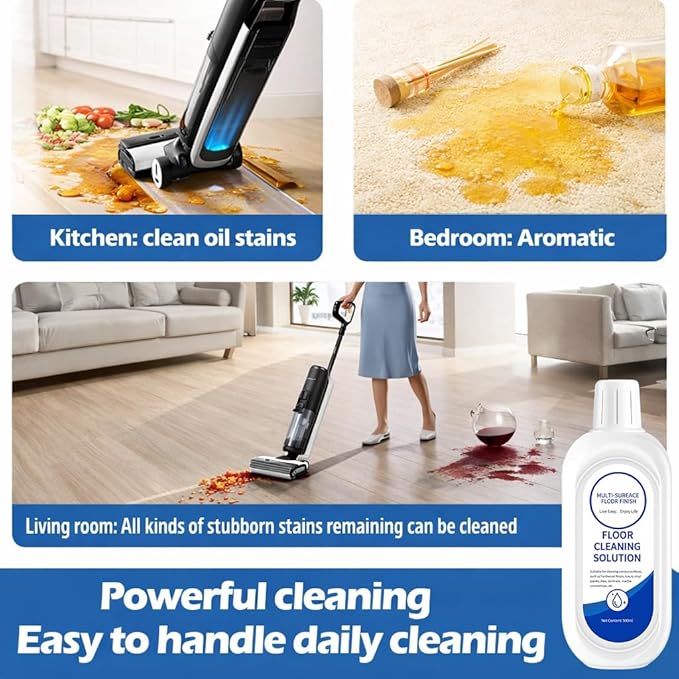 Mop Soap Floor Cleaning Solution Compatible With Tineco, Deep Cleans for Multiple Hard Floors, Suitable With All Robot Vacuums with Mopping and Cordless Wet/Dry Vacuum Mop Cleaner (2 Bottle)