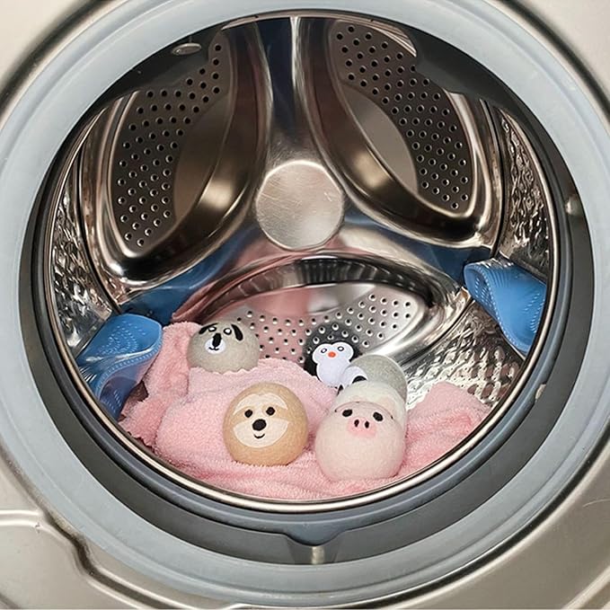 6 PCS Animal Wool Dryer Balls - Reusable Fabric Softener Dispenser Balls, Natural Downy Felt Drying Balls for Laundry (Cute Animal Shapes)