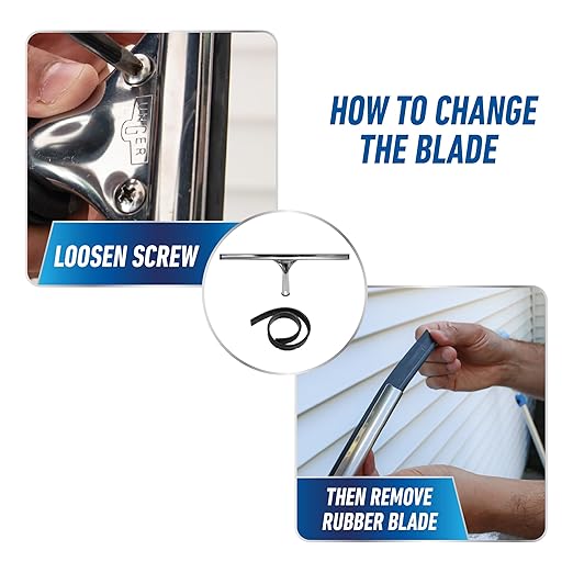 Unger Professional 16” Stainless Steel Window & Glass Cleaning Squeegee - Cleaning Supplies, Heavy Duty Squeegee for Window Cleaning, Streak Free Results