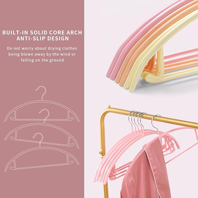 MOPALL Clothes Hanger 14 Pack, Sweater Hangers No Shoulder Bump, 16.5 inch Wide Heavy Duty Coat Hangers for Closet, Non Slip PVC-Coating Metal Hangers for Sweaters,Suits,Dresses,Jackets,Pants,Shirt