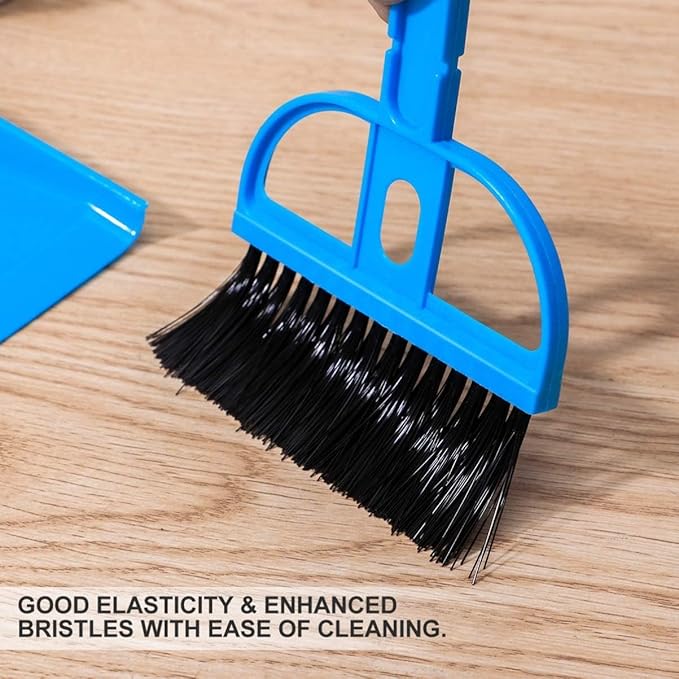 Mini Dustpan and Broom Set Portable Plastic Brush Set (Blue) Used for Desk, Home, Kitchen,Cage Cleaning of Any Small Animals, Guinea Pigs, Rabbits, Hamsters