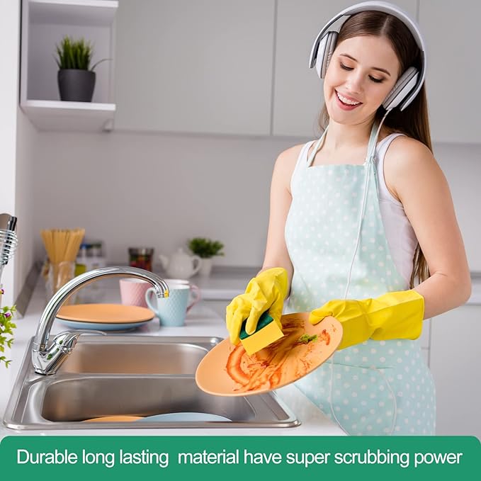 Patelai 100 Pcs Heavy Duty Sponges Kitchen Bulk Dish Sponges Cleaning Scrub Sponge Abrasive Scrubber Sponge Non Scratch Scouring Absorbent Dish for Washing Kitchen Assorted Colors