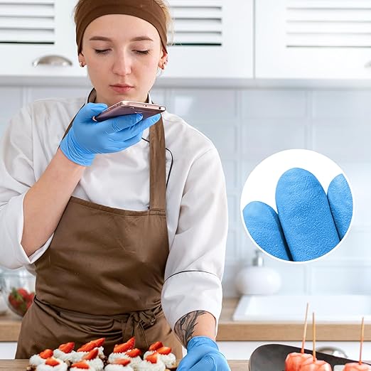 Disposable Nitrile Exam Gloves, Blue, Nitrile Gloves Disposable Latex Free, Medical Gloves, Cleaning Gloves, Food-Safe Rubber Gloves, Powder Free, Non-Sterile, 50-ct Box (Small)