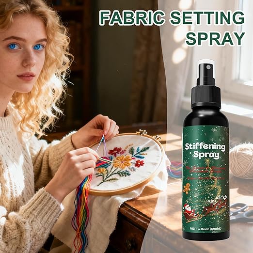 Fabric Stiffener Spray, 120ml Starch Stiffen Quick Fabric Spray for Stiffening with Easy Application for Lace, Wool, Clothes, Felt, Crochet, Holiday Decoration