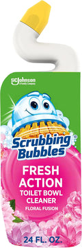 Scrubbing Bubbles Toilet Bowl Cleaning Gel, Non-Bleach Bathroom Cleaner, Gets Rid of Limescale and Hard Water + Rust Stains, Floral Fusion Scent, 24oz