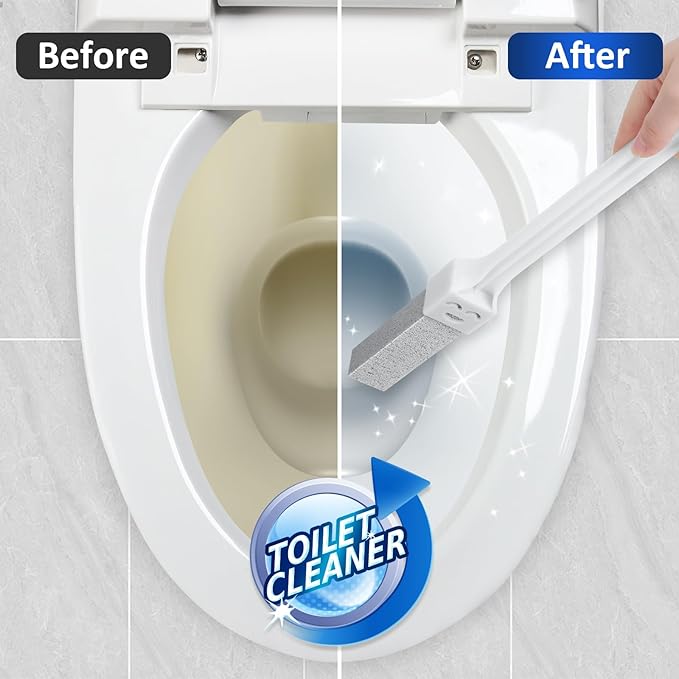 Navona 10 Pack Pumice Stone Toilet Bowl Cleaner with 2 Extra Long Handle,Pumice Stone Scouring Sticks for Toilets, Bathrooms, Kitchens, Spas and Pools