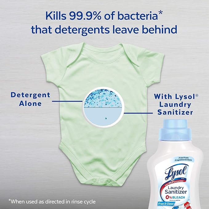 Lysol Laundry Sanitizer Additive | Free & Clear | 0% Bleach | 90 Fl Oz | Pack of 2