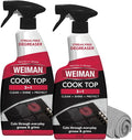 Weiman 2-Pack Cooktop Cleaning Spray & Microfiber Cloth – Cooktop & Oven Cleaner for Streak & Residue Free - Non-Abrasive Degreaser Safe for Glass & Ceramic