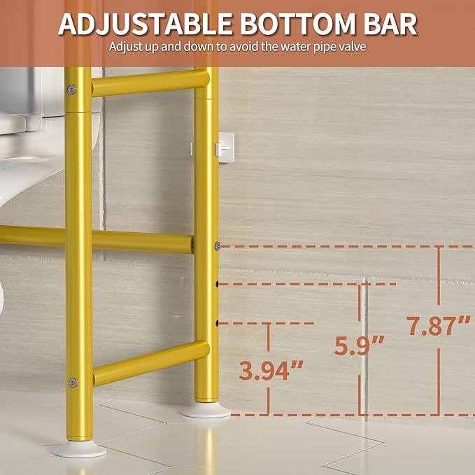 3-Tier Over The Toilet Storage, Freestanding Metal Bathroom Shelves, Space Saver Above The Over Toilet Storage Shelf for Bathroom (Gold)