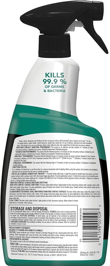 Weiman Disinfecting Granite Cleaner & Polish Value Pack - (1) 24 oz Spray Bottle, (1) 64 oz Refill