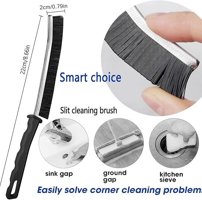 Crevice Cleaning Brush Set, Hard Bristle Gap Cleaning Tool, Ultra-Fine Nylon Deep Scrub Brushes for Window Tracks, Bathroom Grout, Sliding Doors & Sink Detailing,6-Pack