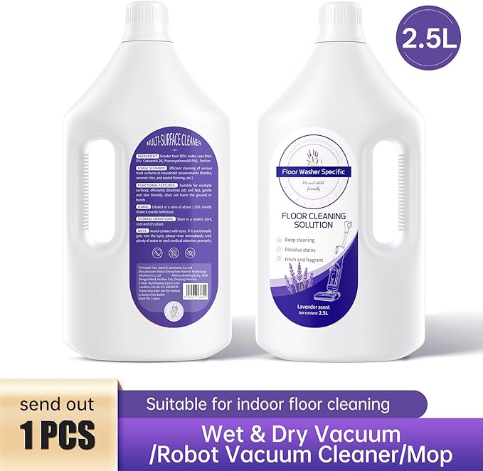 Floor Cleaning Solution Compatible With Tineco/Bissell/Dreame And Shark, Fragrance Deodorization, Deep Cleans for Multiple Hard Floors, Suitable With Cordless Wet/Dry (【Lavender】, 2.51 Liter)