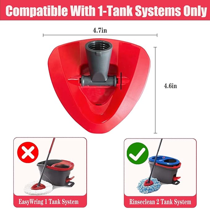 Spin Mop Replacement Base Head Compatible RinseClean 2-Tank System Mop Rotating Triangle Mop Head Cover Replacement Rotating Mop Base Plastic Base Part