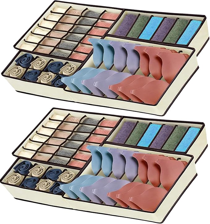 Dresser Drawer Organizer 8 Pack Clothes Underwear Sock Storage Beige and Brown Drawer Dividers Grey Foldable Closet Organizer Storage Box Dresser Drawer Organizers