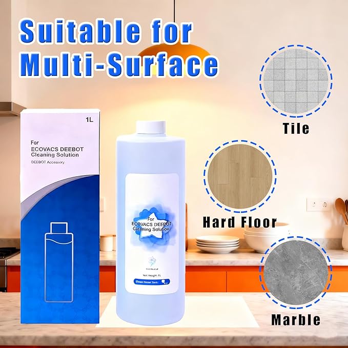 Vacuum cleaner Multi-surface Floor Cleaning Solution Compatible with ECOVACS X11/N20/N30/X1/X2/X5/X8/X9/T10/T20/T30/T50/T80/T30C Series, 1L