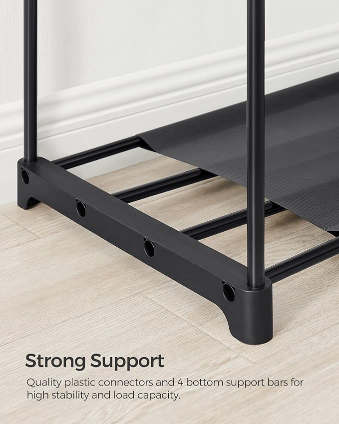 SONGMICS Portable Closet, Freestanding Closet Organizer, Clothes Rack with Shelves, Hanging Rods, Storage Organizer, for Cloakroom, Bedroom, 59.5 x 16.9 x 65.4 Inches, Black URYG036B02