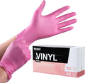 OKIAAS Black/Pink Vinyl Disposable Gloves Latex Free, Food Grade, 5 mil, Cooking, Cleaning, Hair Dye, 50/100/200/1000 Count