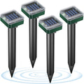 Solar Powered Mole Repellent, 4 Pack Ultrasonic Gopher Vole Deterrent Outdoor - Waterproof Sonic Spikes for Lawn, Garden & Yard - Repels Rats Squirrels Skunks Chipmunks Groundhogs Snakes & Rodents