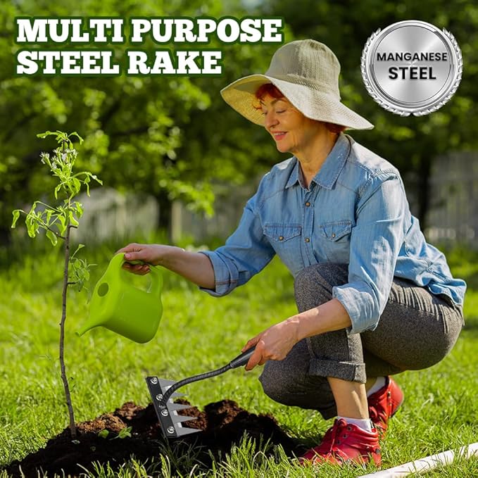 Detachable Gardening Hand Weeder Tool, Manual Weeder Claw Remover, Weed Puller Rake, Detachable Garden Hand Weeder Tool, Effective Uprooting for Lawn Garden Yard Vegetable Backyard Farm (6 Tines)