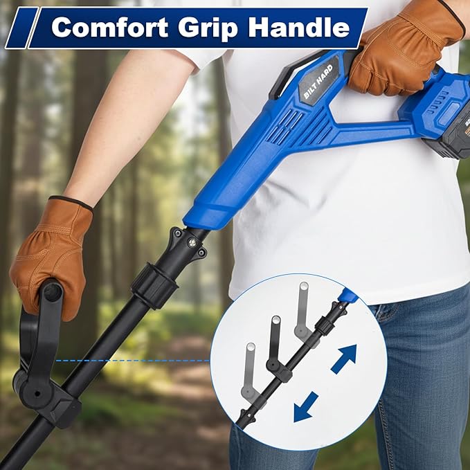 BILT HARD 20V Cordless Tiller Cultivator, 8.7'' Working Width Battery Powered Garden Cultivator, 300RPM Electric Tiller for Lawn, Gardening, Soil Cultivation (4.0AH Battery and Charger Included)