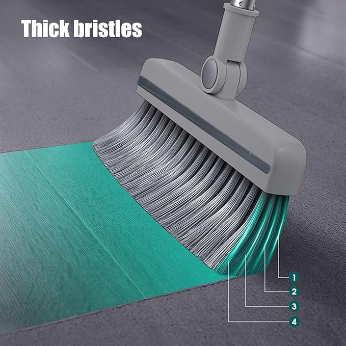 3 in 1 Broom and Dustpan Set Foldable Hand Broom for Home & Kitchen with Rotatable Standing Storage, Cleaning Brush, Buckle Type Brooms with Dustpan Combo Set Outdoor Brooms Cleaning Tool