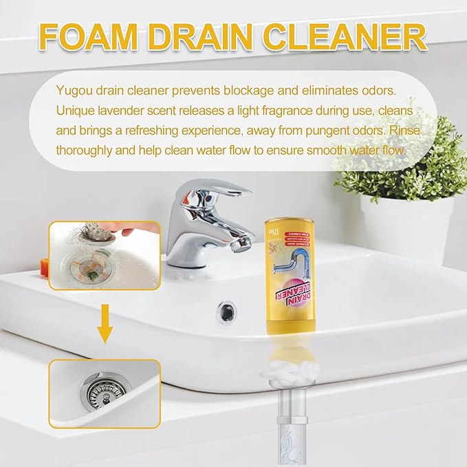 Drain Cleaner Foam, Foaming Drain Cleaner, Floral Sink Cleaner and Deodorizer for Kitchen Sinks, Shower Drains, Tubs. 2pcs, Floral