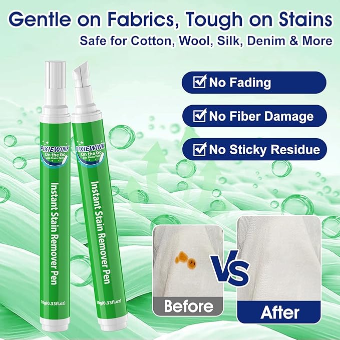Stain Remover Pens for Clothing, 5 Pack – Instant Stain Removal Pen for Clothes, Travel-Friendly Laundry Stain Pen for Food, Coffee, Wine, Makeup, Grease & More