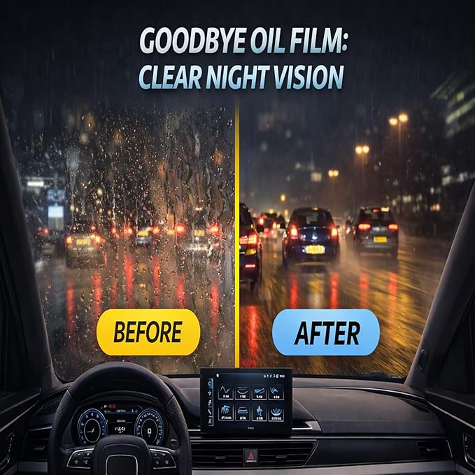 2 pcs Clear Vision Windshield Cleaner,Automotive Oil Film Cleaning Brush, Car Glass Cleaning Brush for Windshield, Windows and Mirrors,Strong Cleaner Improves Driving Clarity & Visibility