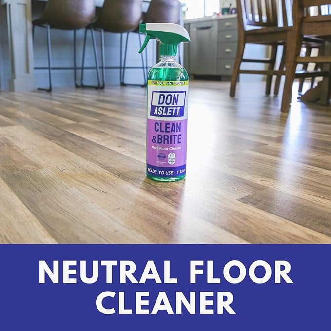 Don Aslett Clean & Brite Set (1 Quart Concentrate and 32 Oz Ready-To-Use Spray Bottle) Floor Cleaner | Restore Natural Shine of Hard Flooring Surface - Tile, Vinyl, Linoleum, Wood