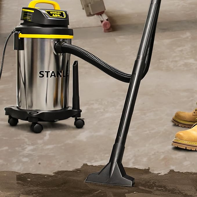 Stanley - SL18129 Wet/Dry Vacuum, 4 Gallon, 4 Horsepower, Stainless Steel Tank Silver+yellow