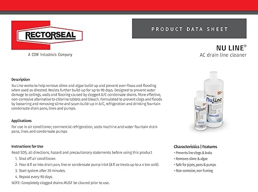 (4)-Pack NuLine HVAC Condensate Nu-Line Drain Cleaner, 8 Ounce