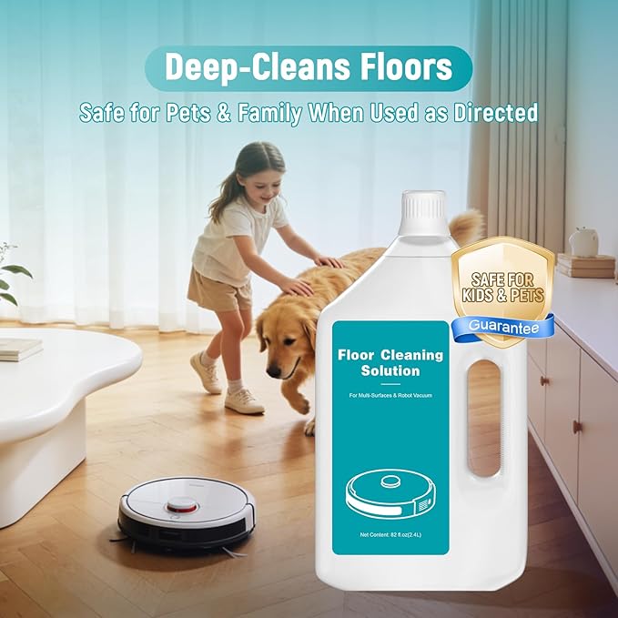 82 FL OZ/2.4 L Original Scented Floor Cleaning Solution Compatible with Dreame Cleaning Solution, Pet-friendly & No Residue, Floor Cleaner for All Robot Vacuum and Wireless Wet Dry Vacuum Cleaners