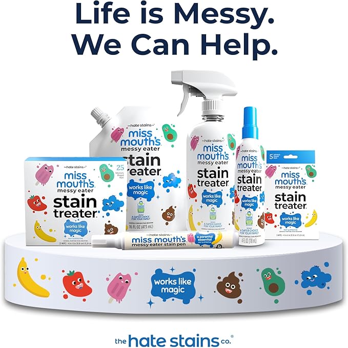 Miss Mouth's Messy Eater Stain Treater Spray - 4oz 3 Pack Stain Remover - Newborn & Baby Essentials - No Dry Cleaning Food, Grease, Coffee Off Laundry, Underwear, Fabric