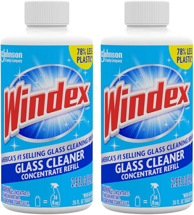 Windex Glass Cleaner Concentrate, Two 2.9 Ounce Concentrated Refill Bottles