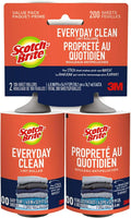Scotch-Brite Everyday Clean Lint Roller, Lint Remover for Pet Hair, Dark Clothes, Furniture, and Dusty Surfaces, Picks Up Fur & Fluff in Your Home, Car, & Office, 2 Pack, 200 Adhesive Sheets Total