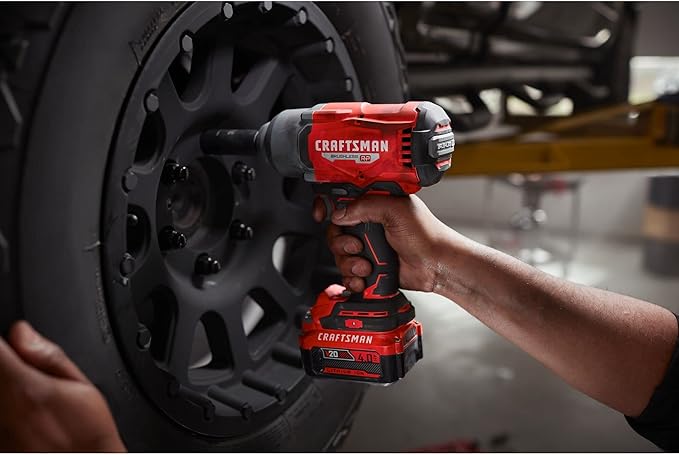 CRAFTSMAN V20 RP Impact Wrench, Cordless, Brushless, High Torque, 1/2 Inch, 4Ah Battery and Charger Included (CMCF940M1)